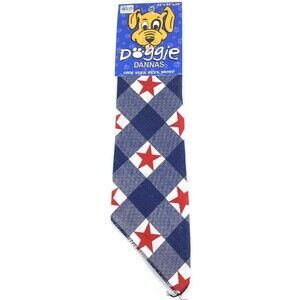 DOGGIE DANNAS One Size Fits Most BANDANA 29x22x22" Cotton -NWT - Patriotic Check